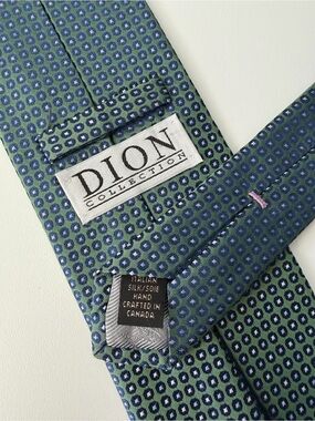 Dion Collection	Green Navy Dotted Geometric Woven Jacquard 100% Italian Silk Tie